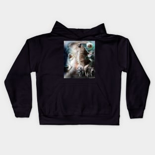 Space Wolves Wolf Howling At Moon Kids Hoodie